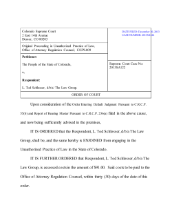 and now being sufficiently advised in the premises, IT IS ORDERED