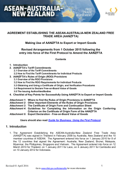 AANZFTA Rules of Origin