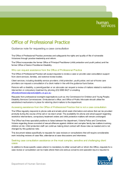 Office of Professional Practice: guidance note for requesting a case
