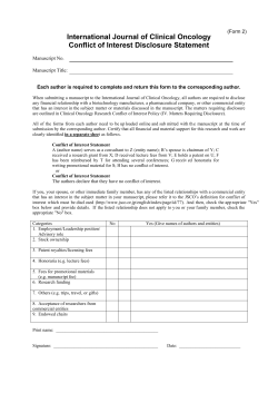 International Journal of Clinical Oncology Conflict of
