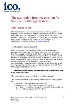 The exemption from notification for `not-for-profit` organisations