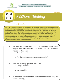Additive Thinking - ARPDC Learning Portal