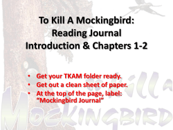 To Kill A Mockingbird: Reading Journal