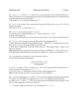 Mathematics Homework (due Feb ) A. Hulpke ) a) Let n = a + b with