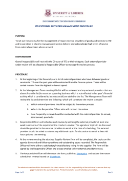 ITD Supplier Management Procedure