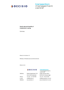 Social costs and benefits of investments in cycling Summary