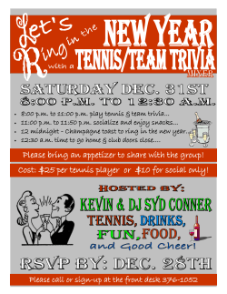 etizer to share...) mpagne Toast Cost: $25 per tennis player or $10
