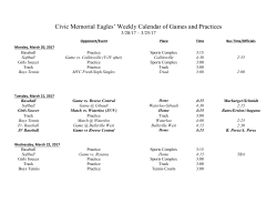 Civic Memorial Eagles` Weekly Calendar of Games and Practices