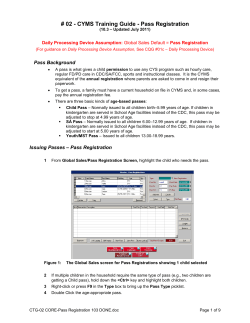02 - CYMS Training Guide - Pass Registration