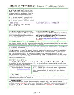 SPRING 2017 MATH1680.130 - UNT Faculty