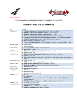 TEAM ITINERARY AND INFORMATION