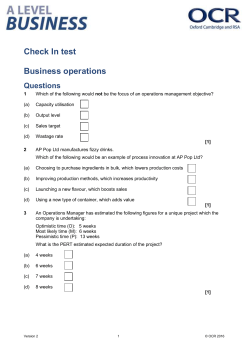 A Level Business Check In test (Business operations)