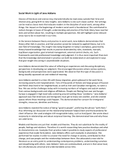 Social Work in Light of Jane Addams