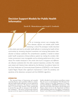 Decision Support Models for Public Health Informatics