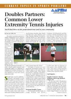 Doubles Partners: Common Lower Extremity Tennis Injuries