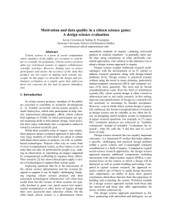 Motivation and data quality in a citizen science game: A design