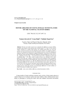 MOTOR ABILITIES OF YOUNG FEMALE TENNIS PLAYERS OF THE