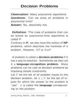 Decision Problems - McMaster CAS Dept.