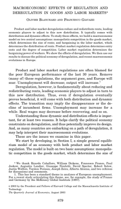 macroeconomic effects of regulation and deregulation in goods and