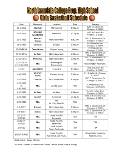 Head Coach &ndash; Corey Morgan Assistant Coaches &ndash; Shamona