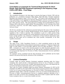Consultation on proposals for Technical Requirements for Short