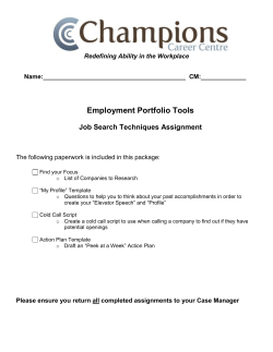 Employment Portfolio Tools Job Search Techniques Assignment