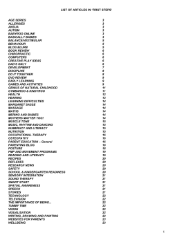 Summary of articles in `FIRST STEPS`