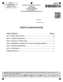 Proof of Claim Form