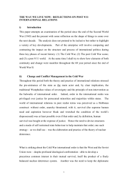 Change and Continuity in Global Politics and Military Strategy
