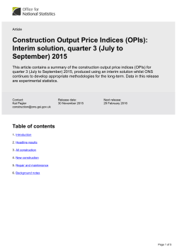 Construction Output Price Indices (OPIs)