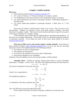 ES 241 Advanced Elasticity Zhigang Suo Complex variable methods