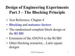 Design of Engineering Experiments Part 3 &ndash; The Blocking Principle