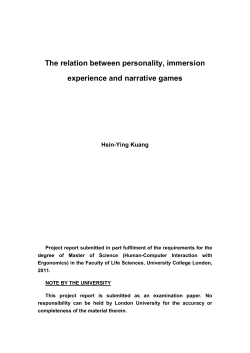 The relation between personality, immersion experience and