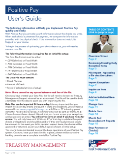 Positive Pay User`s Guide