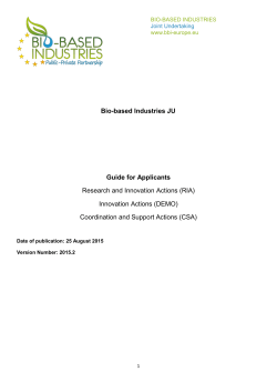 (RIA) Innovation Actions - Bio-Based Industries Joint Undertaking