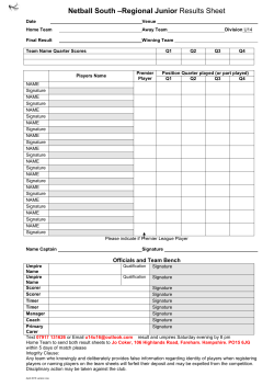 Date - Netball South