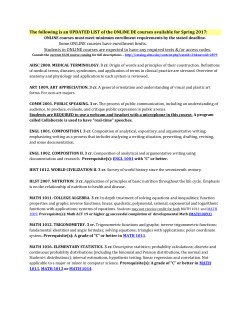 The following is an UPDATED LIST of the ONLINE DE courses