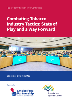 Combating Tobacco Industry Tactics: State of Play and a Way Forward