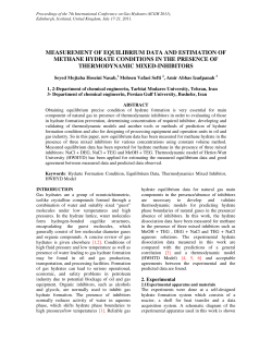measurement of equilibrium data and estimation of methane hydrate