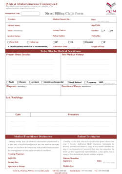 Direct Billing Claim Form - QLM - Q Life and Medical Insurance