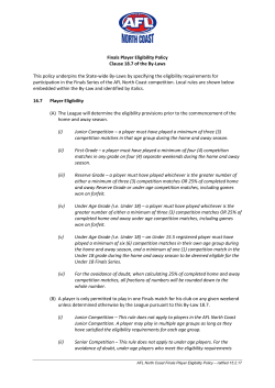 Finals Player Eligibility Policy Clause 18.7 of the