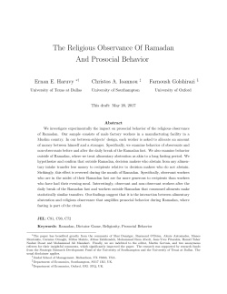 The Religious Observance Of Ramadan And Prosocial Behavior