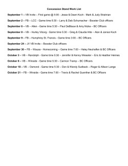 Concession Stand Work List September 1 &ndash; VB Invite &ndash; First game