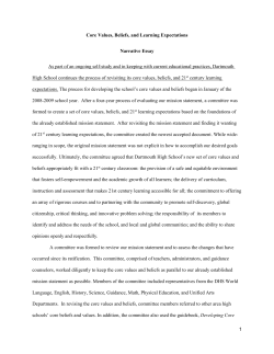 Core Values, Beliefs, and Learning Expectations Narrative Essay As