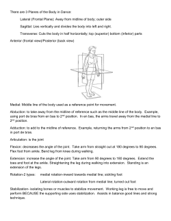 There are 3 Planes of the Body in Dance: Lateral (Frontal Plane