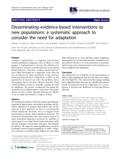Disseminating evidence-based interventions to new populations: a