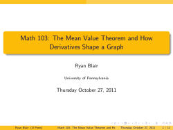 Math 103: The Mean Value Theorem and How