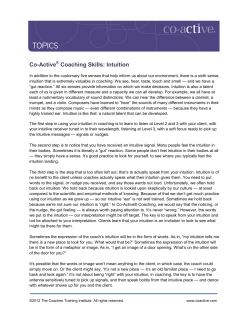 Co-Active Coaching Skills: Intuition