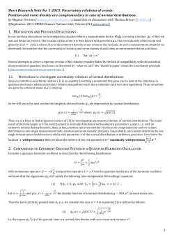 Short Research Note No. 1-2013: Uncertainty relations of