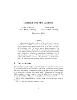 Learning and Risk Aversion - Stony Brook Center for Game Theory